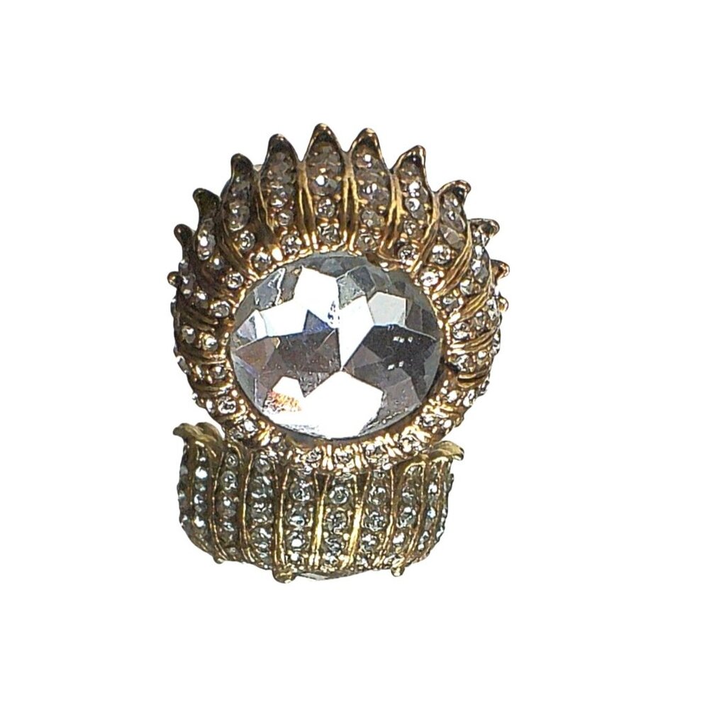 Betsey Johnson Amorita Gold-Tone Crystal Flower Mushroom Statement Ring - Picture 4 of 7